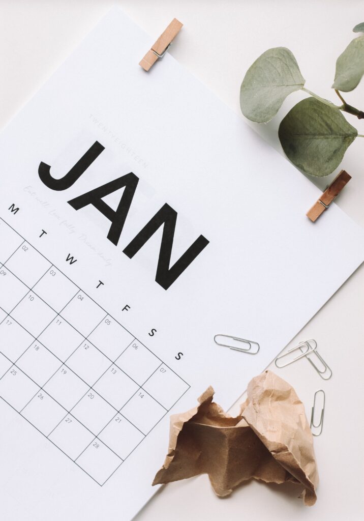 photo of January calendar